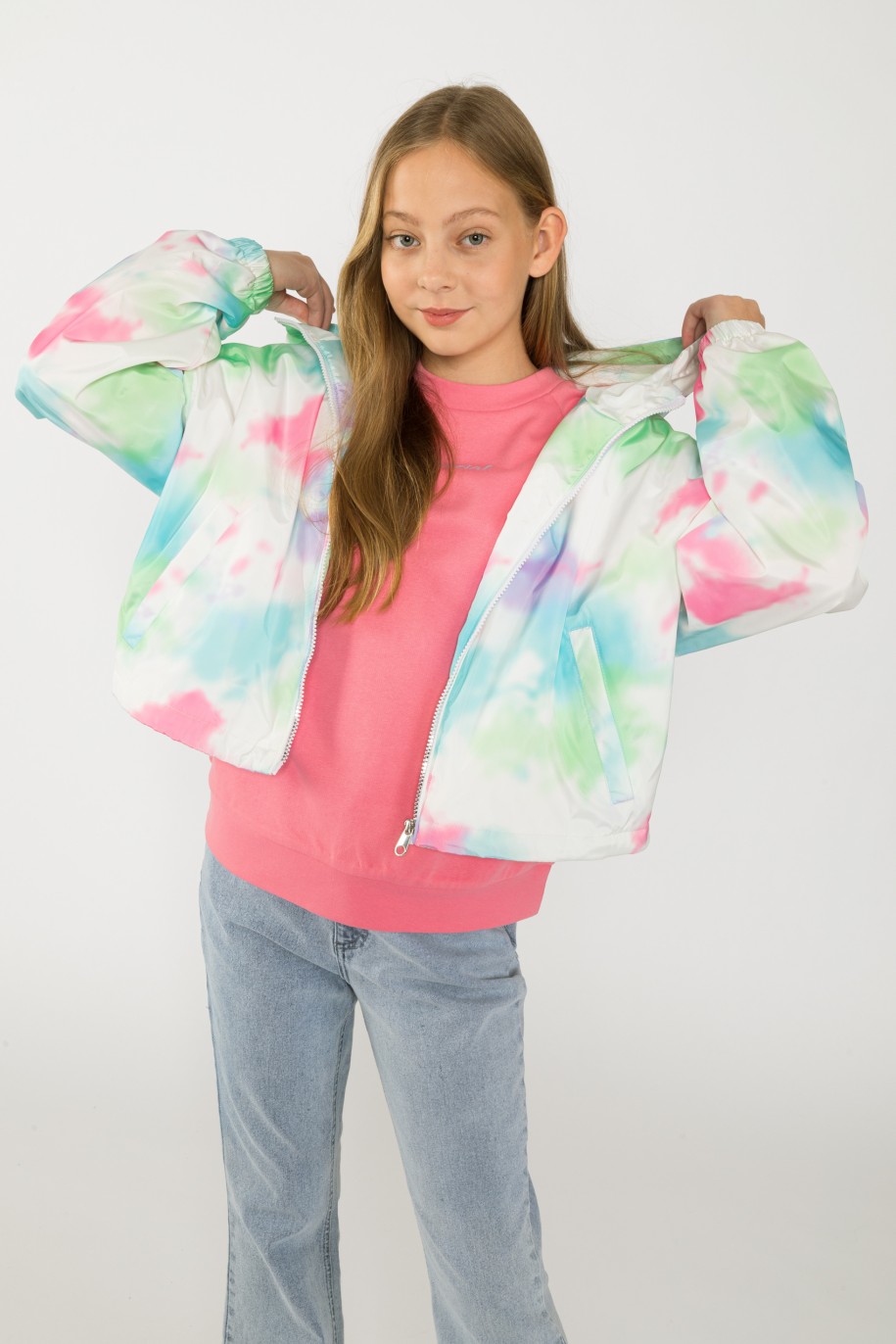 Kolorowa przejściowa kurtka dla dziewczyny WATERCOLORS - 33216