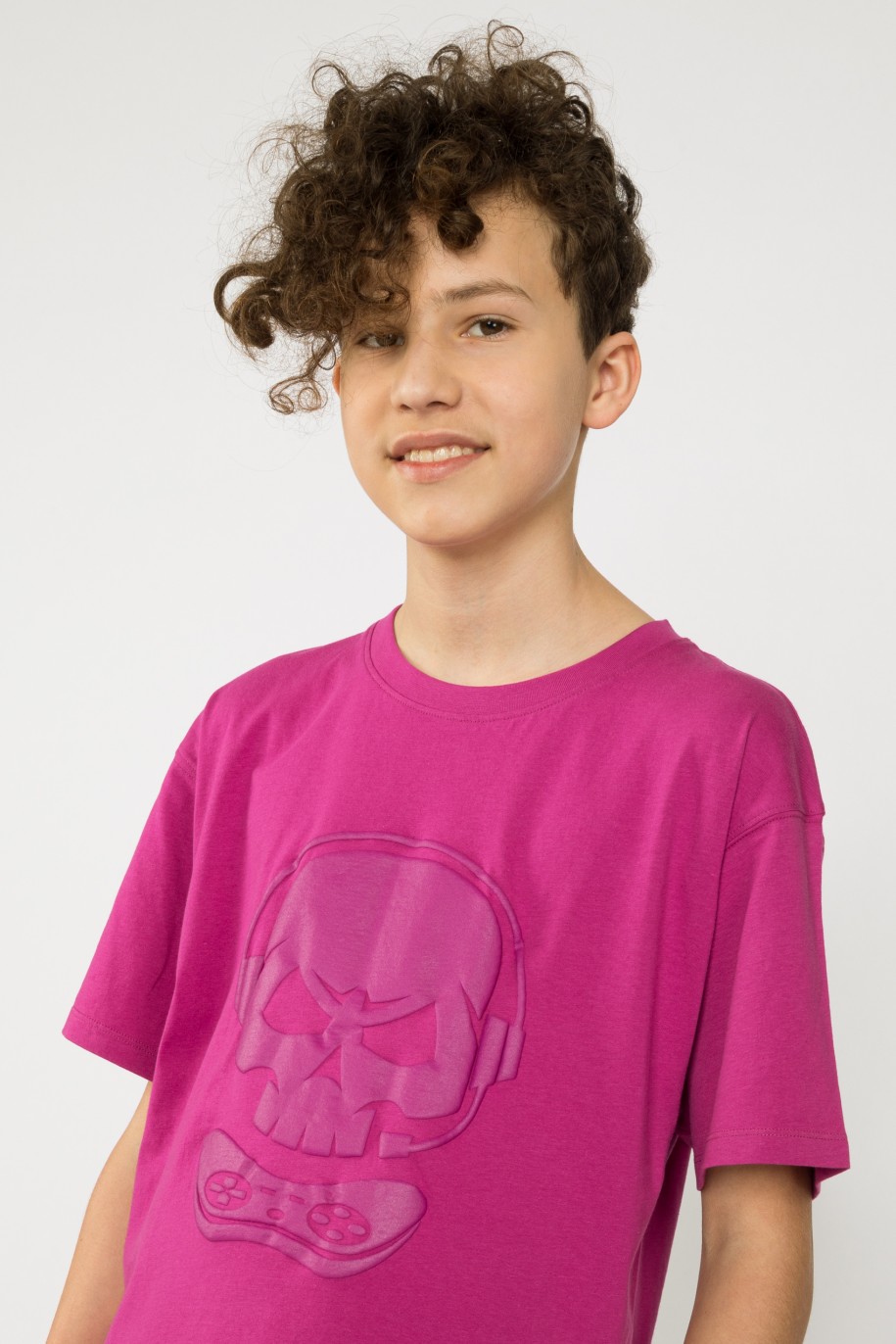 Fioletowy t-shirt z nadrukiem SKULL dla chłopaka - 33524