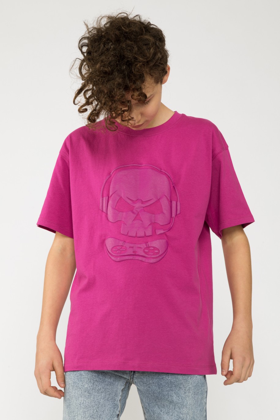 Fioletowy t-shirt z nadrukiem SKULL dla chłopaka - 33526