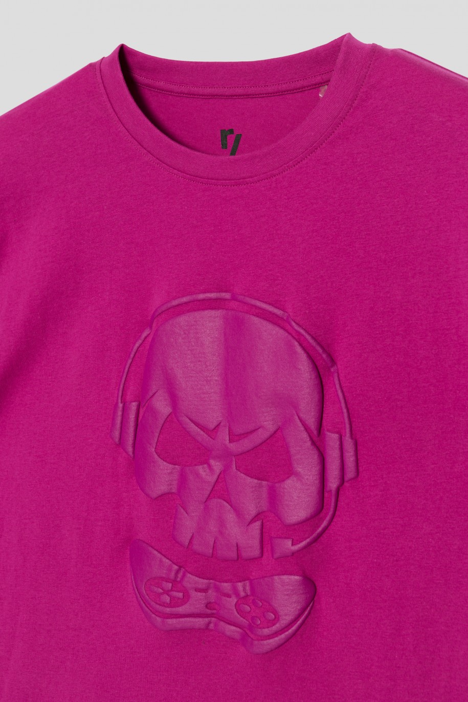 Fioletowy t-shirt z nadrukiem SKULL dla chłopaka - 33529