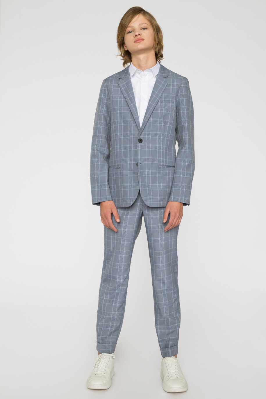 Eleganckie spodnie garniturowe w kratę dla chłopaka - 33589