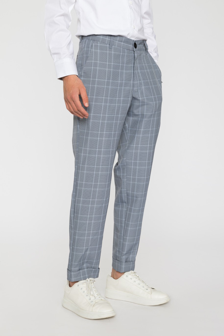 Eleganckie spodnie garniturowe w kratę dla chłopaka - 33592
