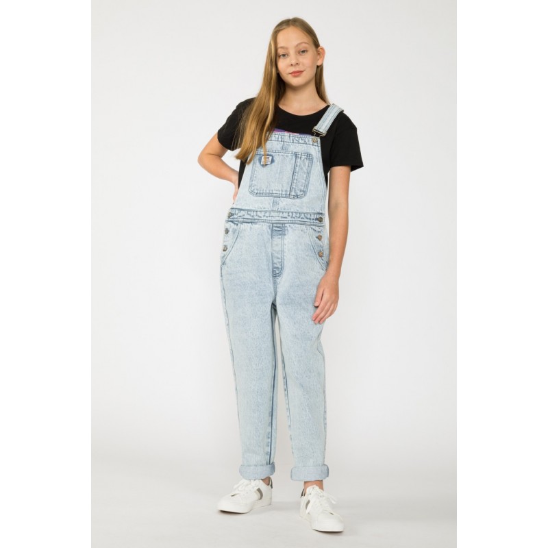 Jeansowe długie ogrodniczki dla dziewczyny - 33610