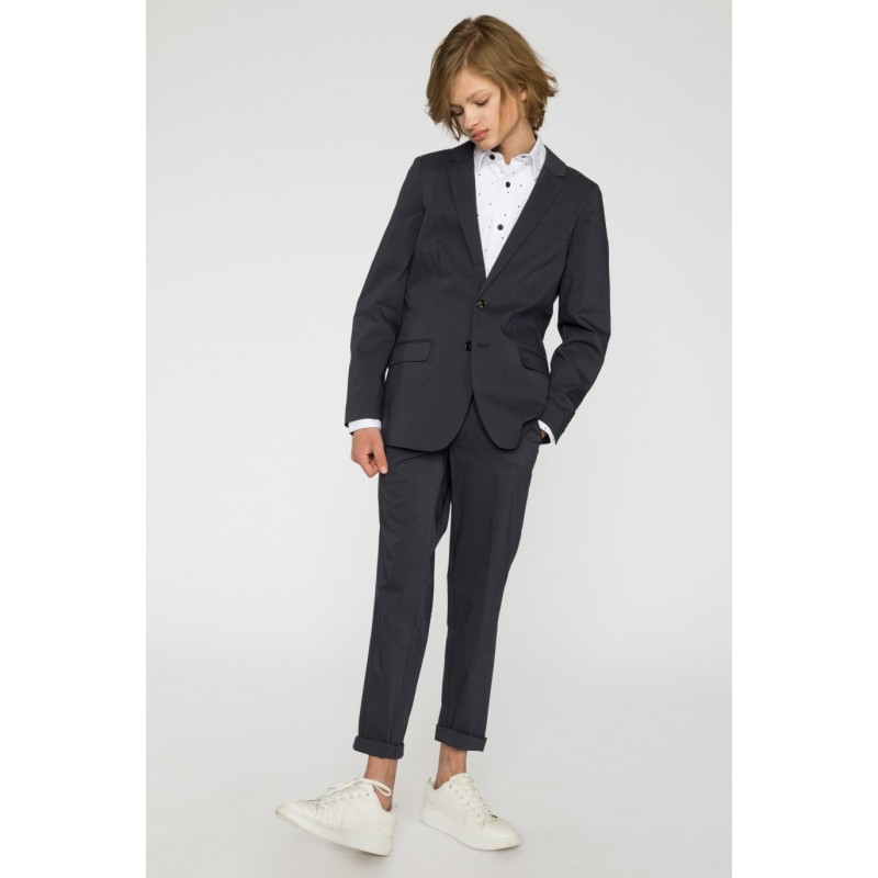 Granatowe spodnie garniturowe dla chłopaka - 33743