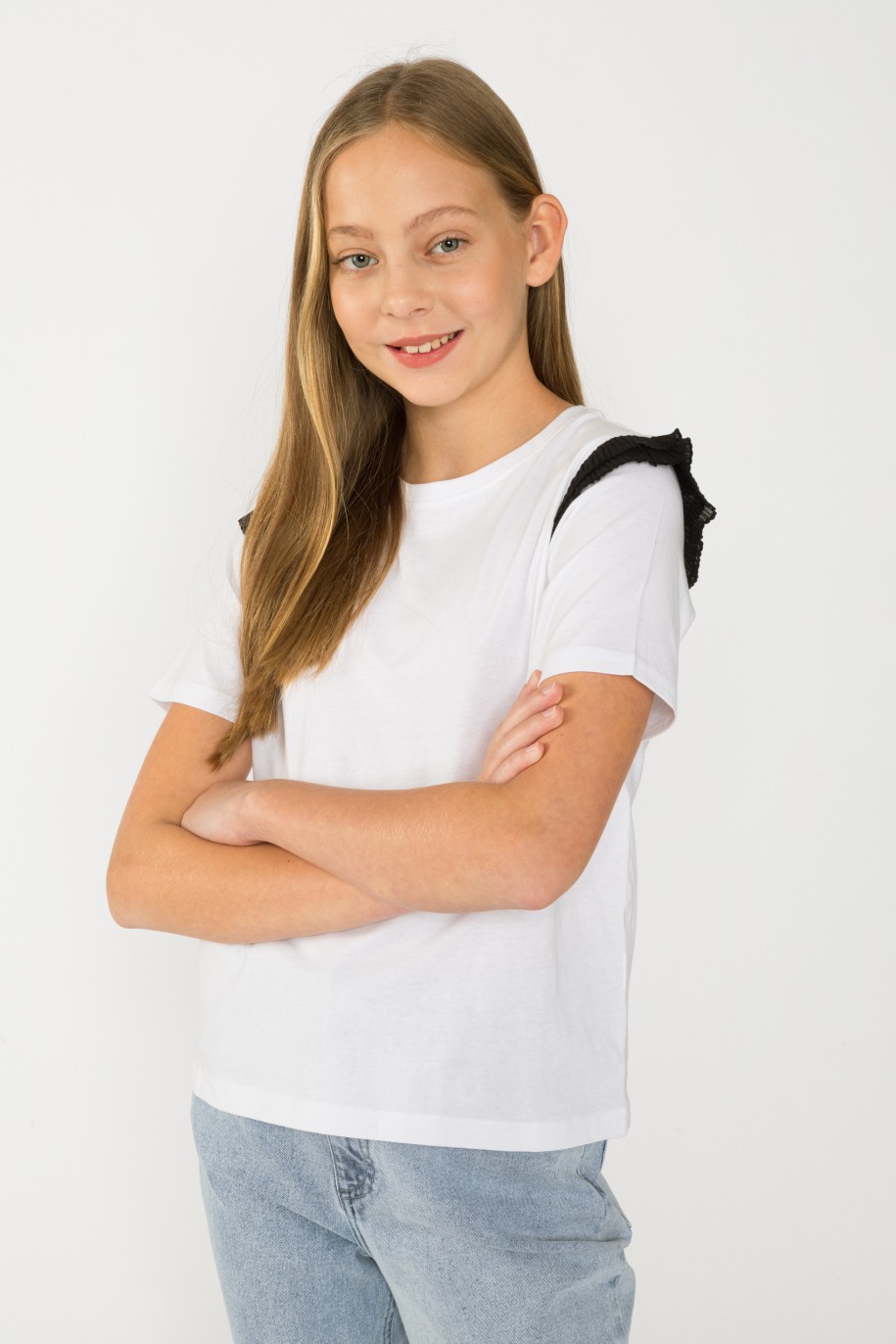 Biała bluzka z falbankami dla dziewczyny - 33804