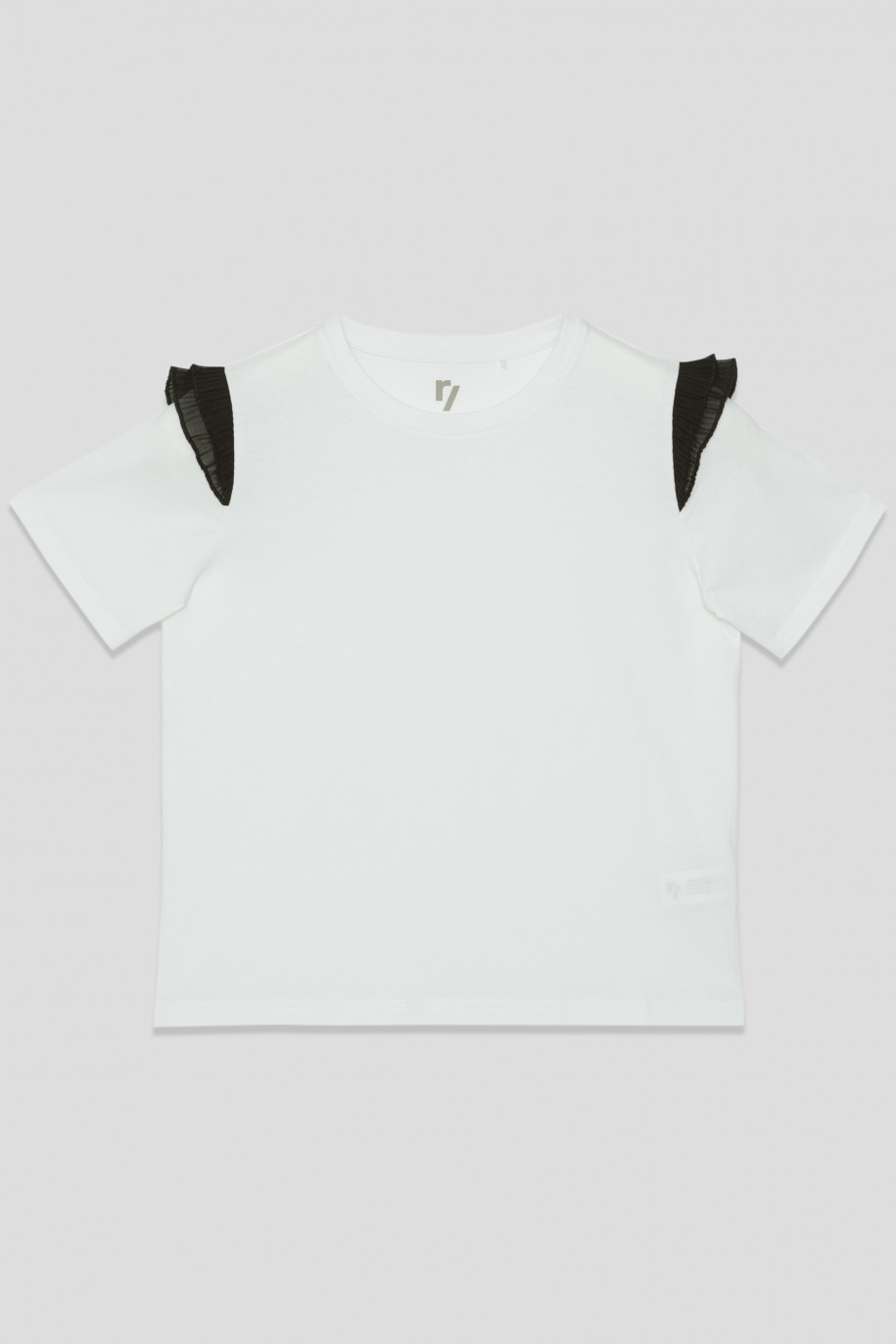 Biała bluzka z falbankami dla dziewczyny - 33808