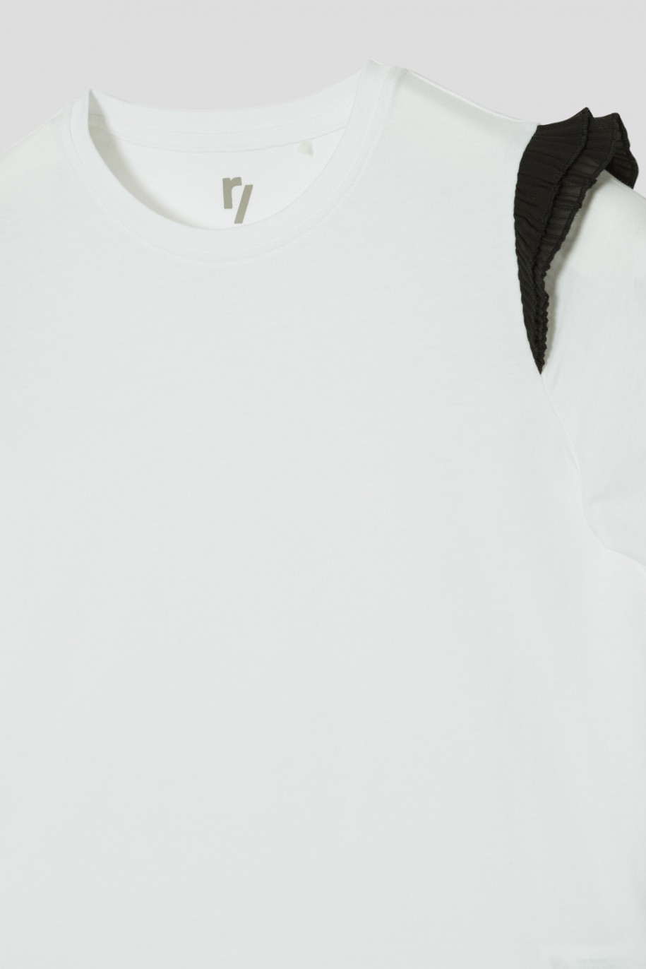 Biała bluzka z falbankami dla dziewczyny - 33809