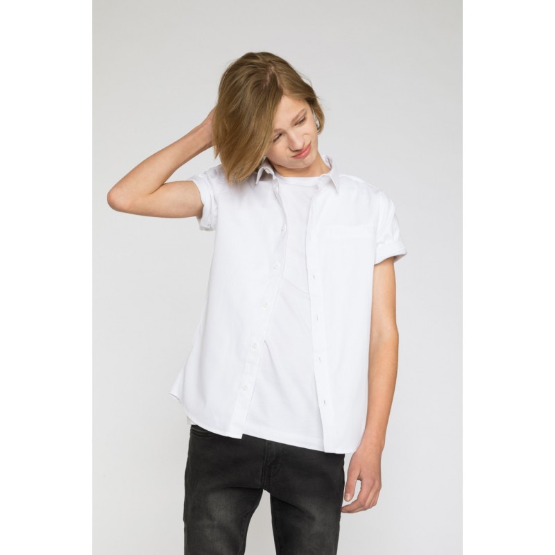 Biała koszula z krótkim rękawem dla chłopaka - 33849