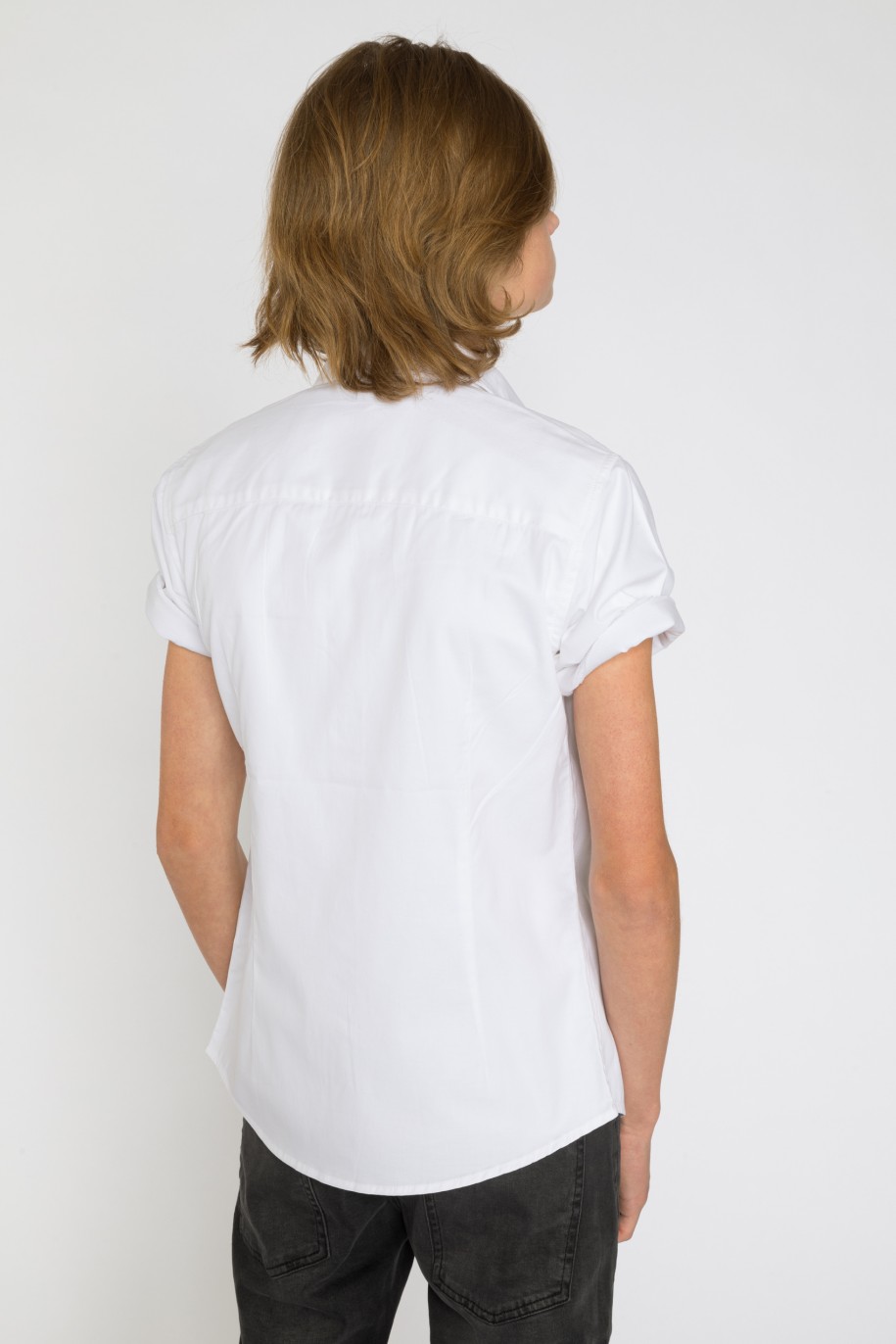 Biała koszula z krótkim rękawem dla chłopaka - 33850