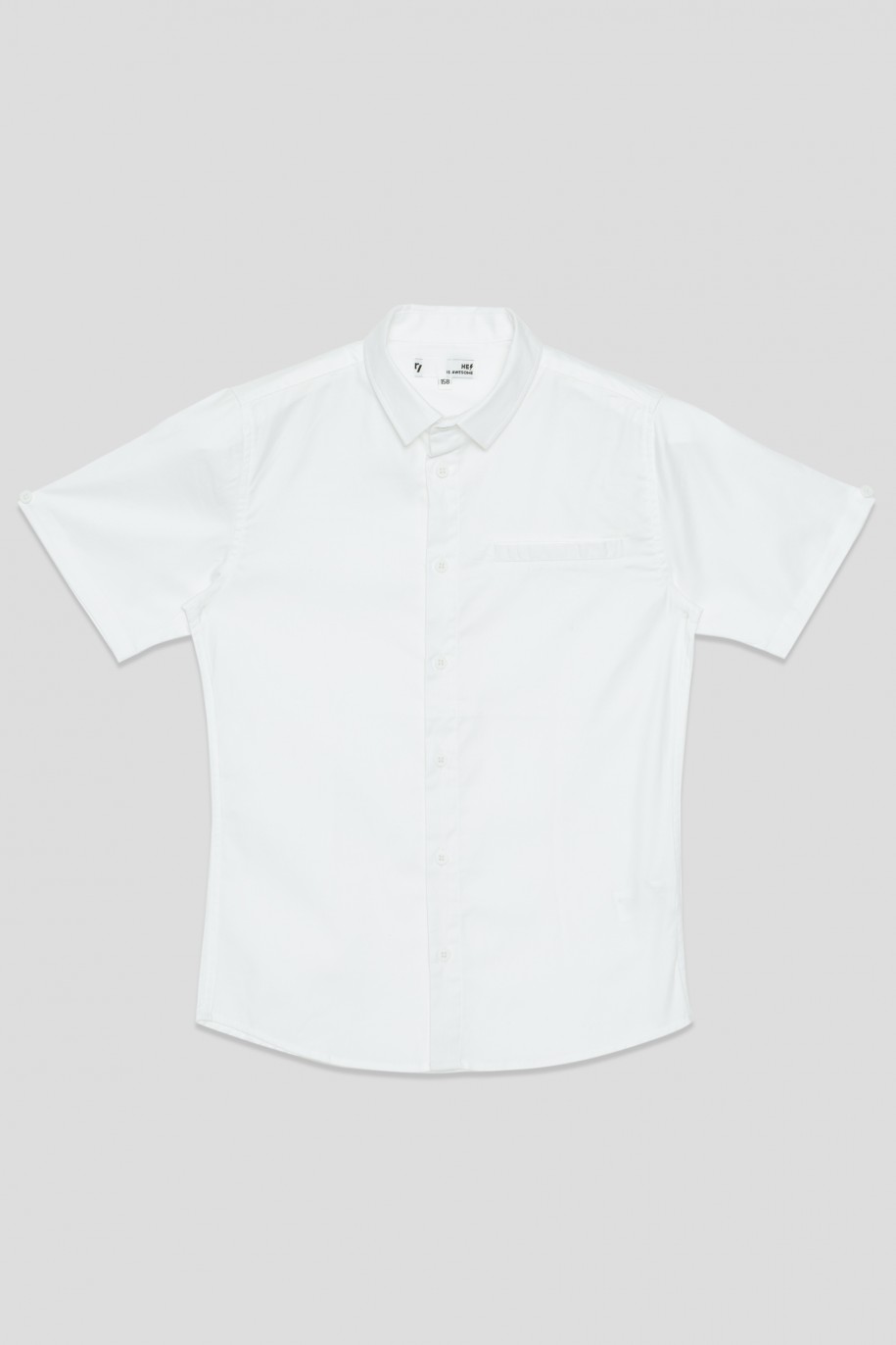 Biała koszula z krótkim rękawem dla chłopaka - 33853