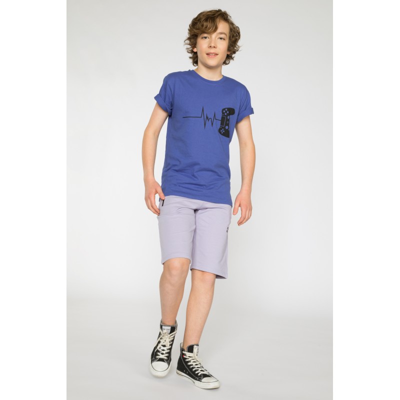 Niebieski t-shirt z nadrukiem dla chłopaka - 33906