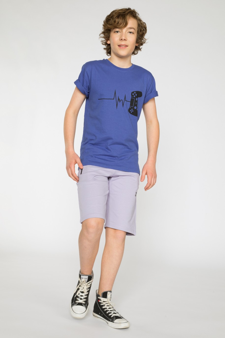 Niebieski t-shirt z nadrukiem dla chłopaka - 33906