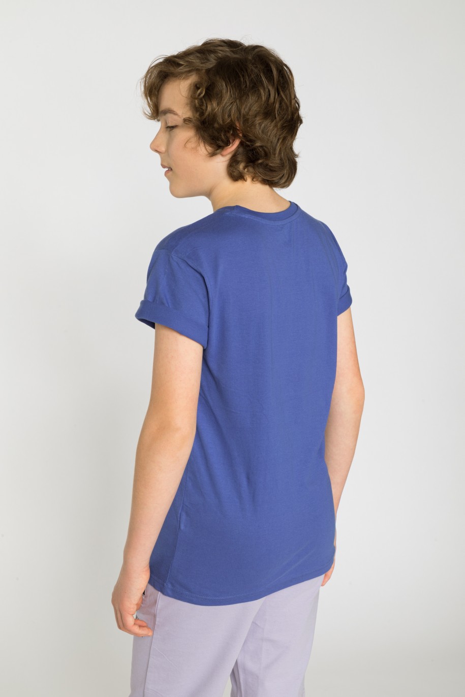 Niebieski t-shirt z nadrukiem dla chłopaka - 33907