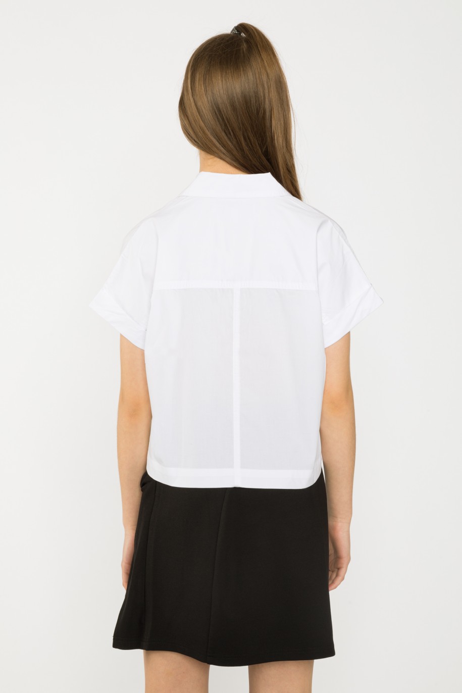Biała krótka koszula dla dziewczyny - 34082