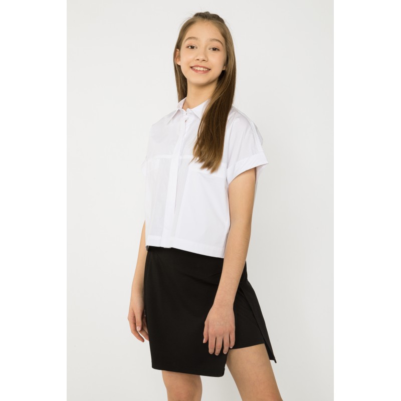 Biała krótka koszula dla dziewczyny - 34083