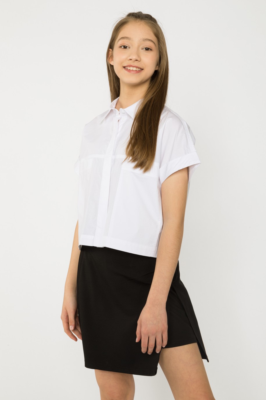Biała krótka koszula dla dziewczyny - 34083