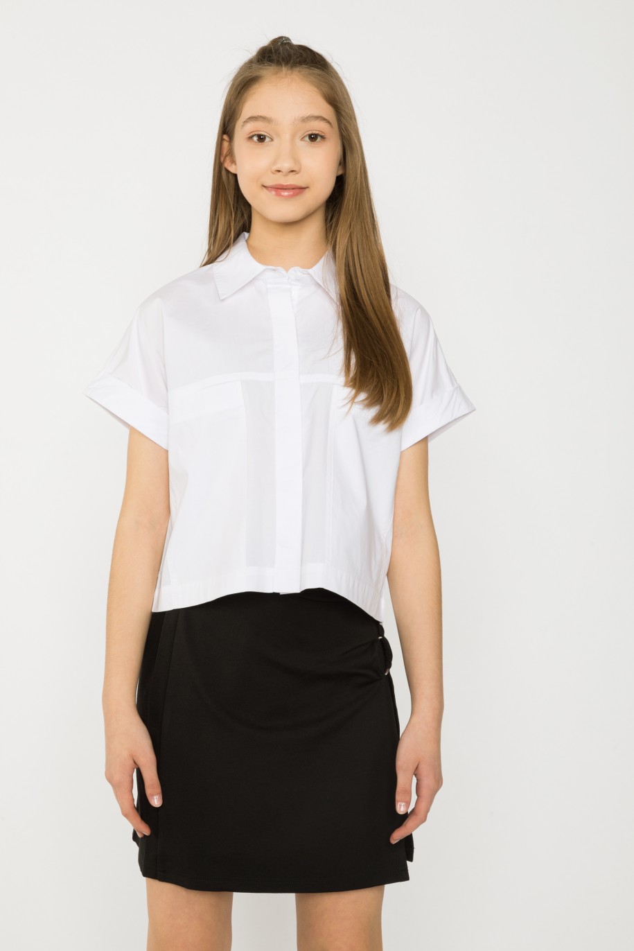 Biała krótka koszula dla dziewczyny - 34085