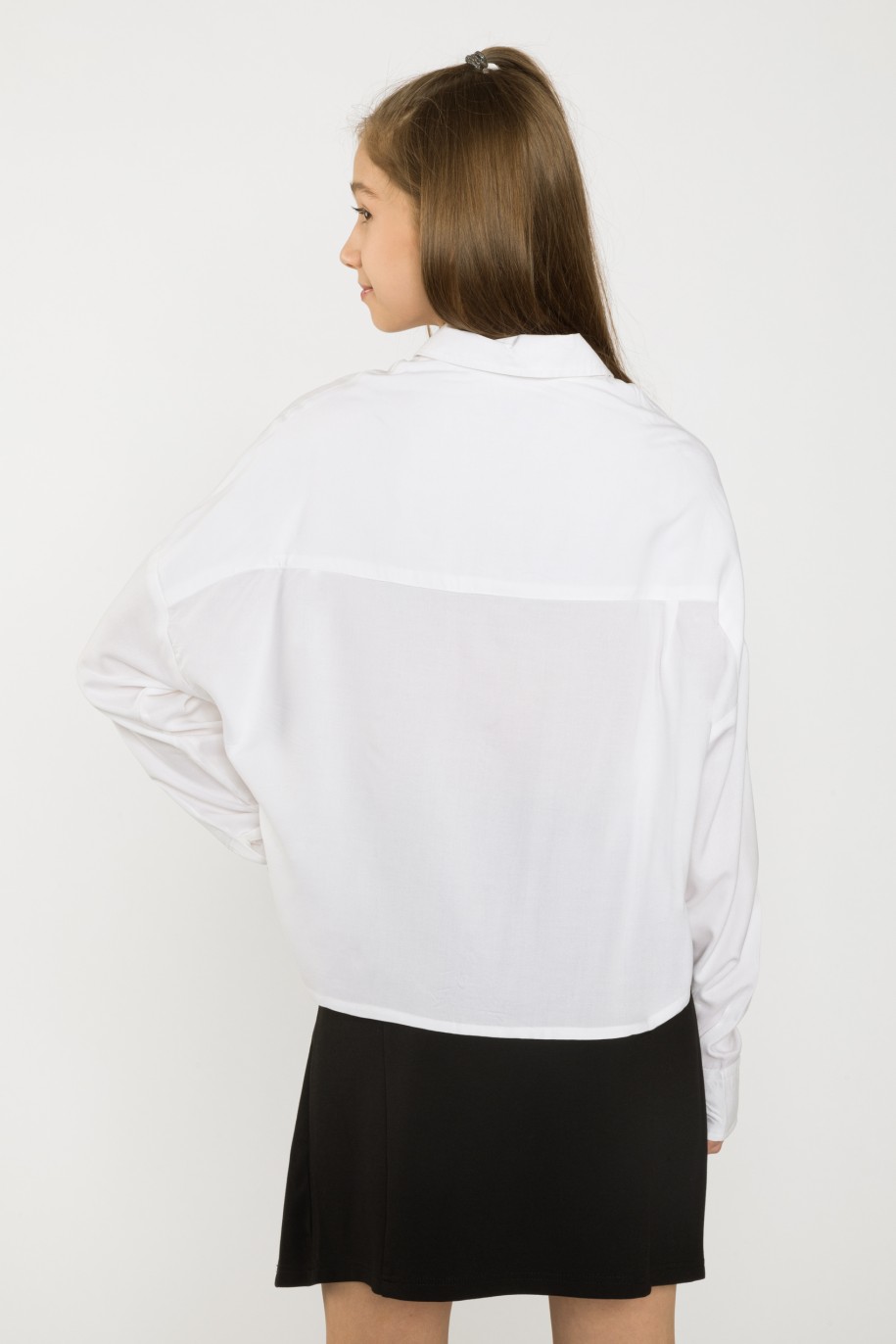 Biała koszula oversize z długim rękawem - 34086
