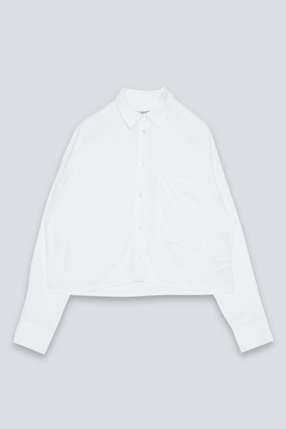 Biała koszula oversize z długim rękawem - 34161