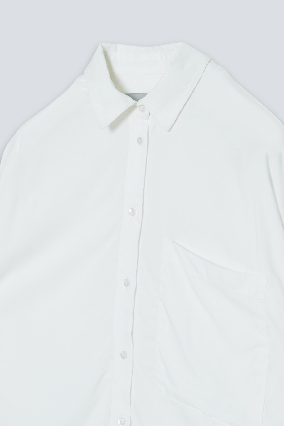 Biała koszula oversize z długim rękawem - 34163