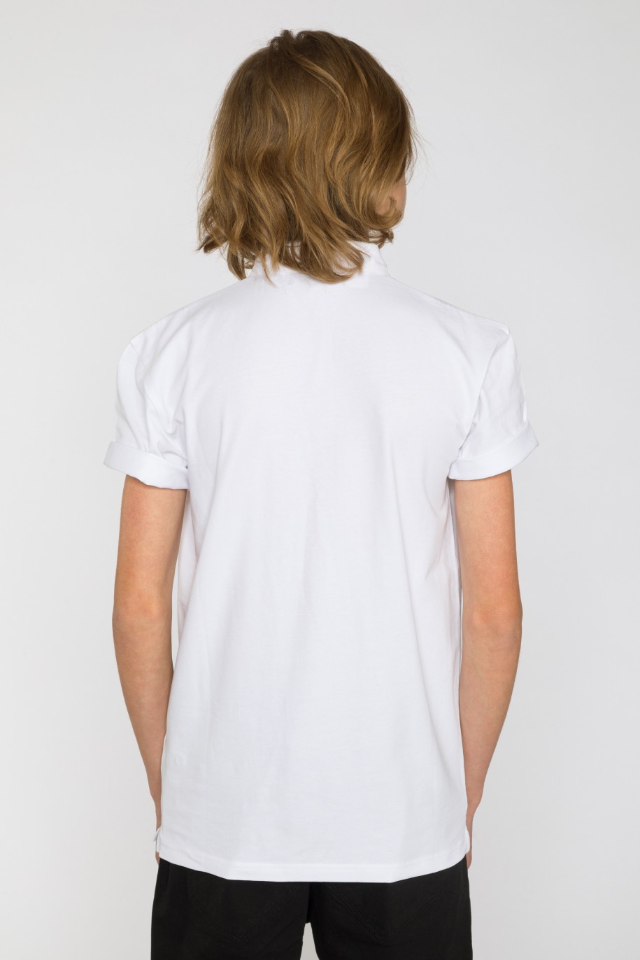 Biała koszulka polo z kieszenią - 34256