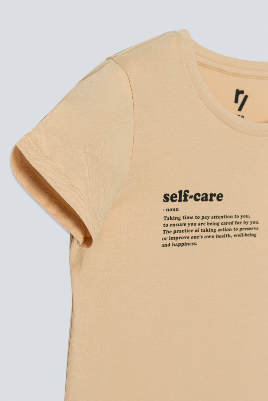 Beżowy t-shirt SELF CARE - 34409