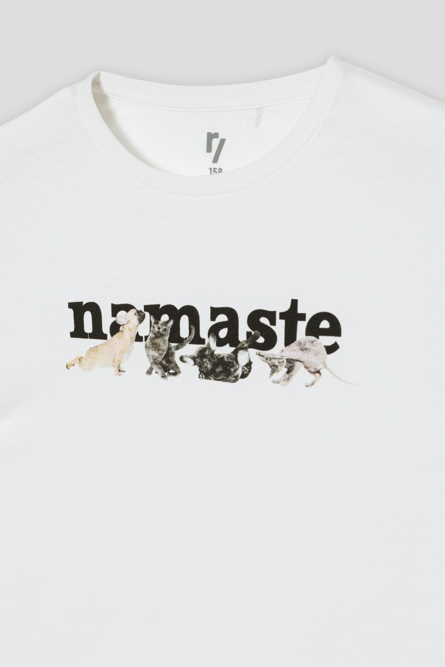 Biały t-shirt NAMASTE - 34415
