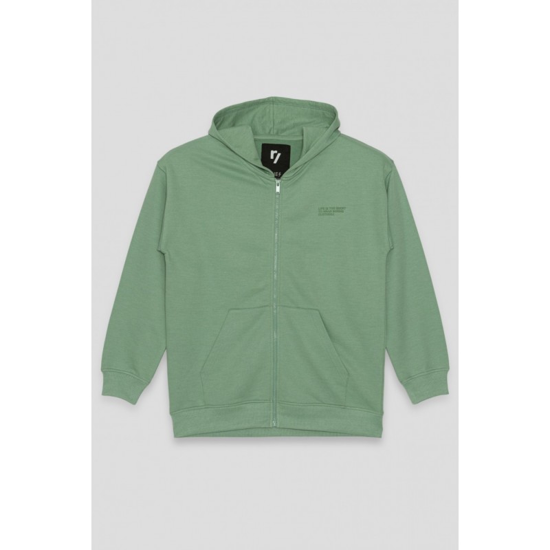 Zielona rozpinana bluza z kapturem - 34459
