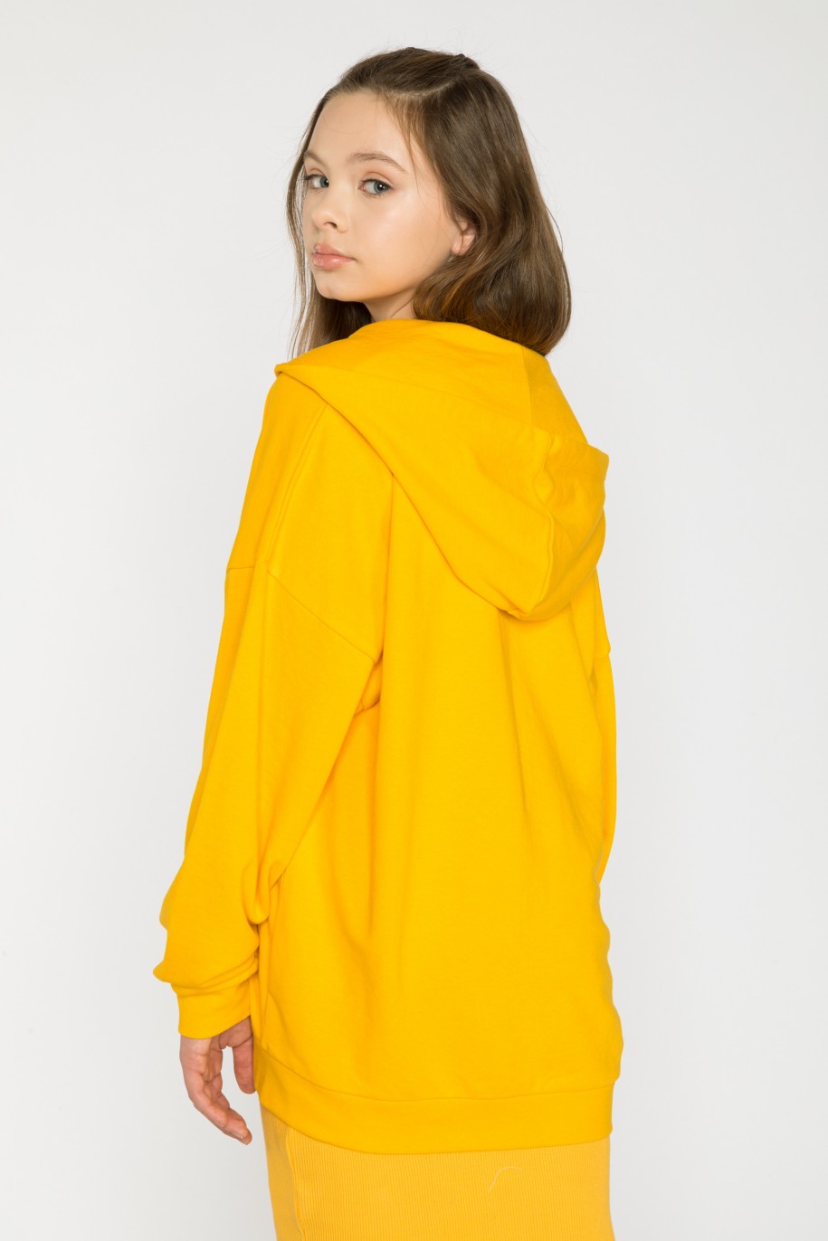 Żółta rozpinana bluza z kapturem - 34462