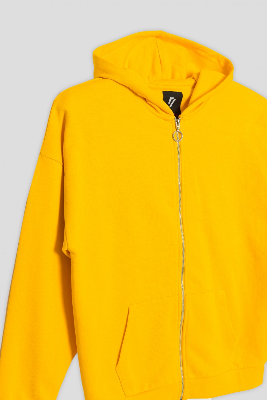 Żółta rozpinana bluza z kapturem - 34466