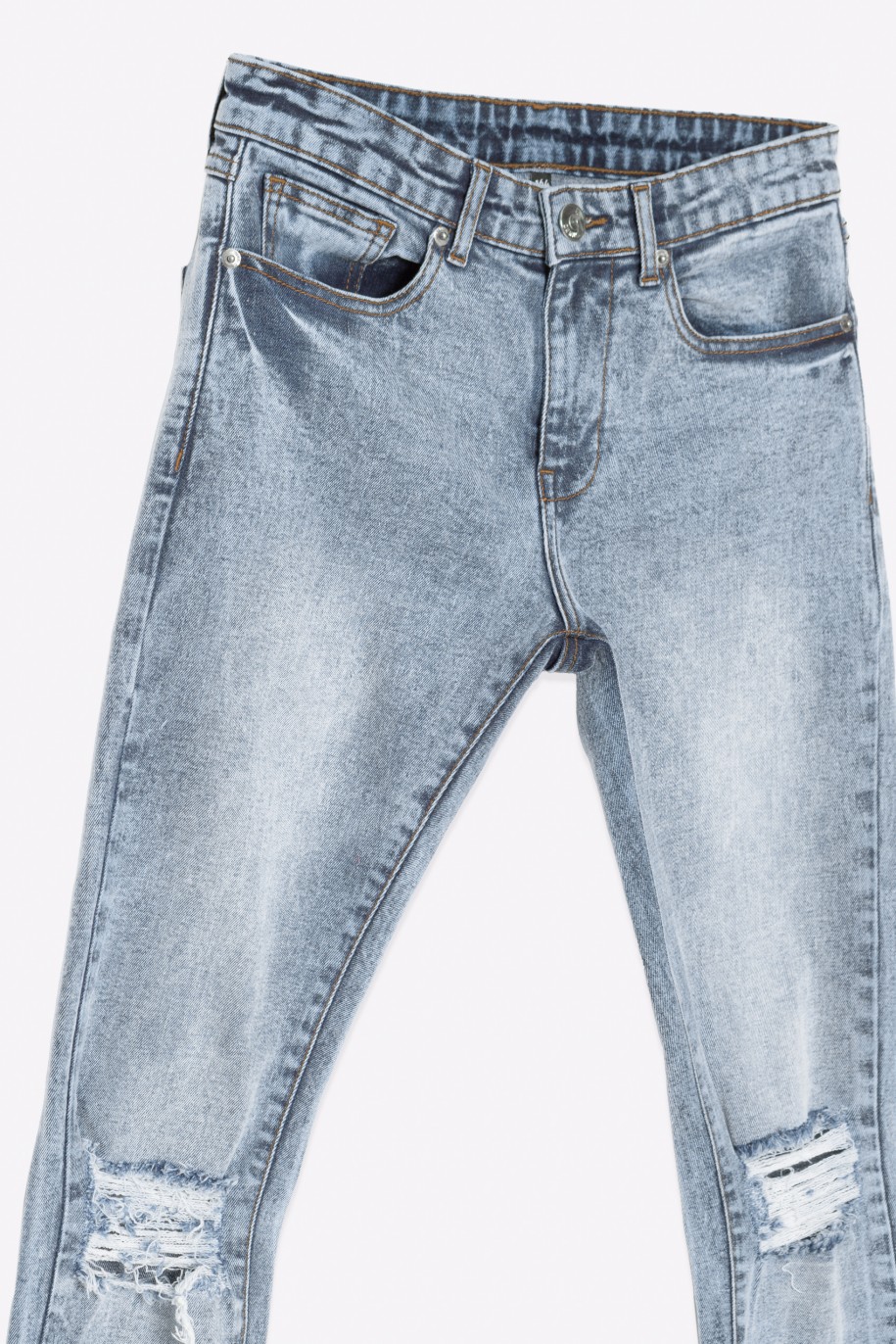 Niebieskie jeansy z przetarciami - 34479