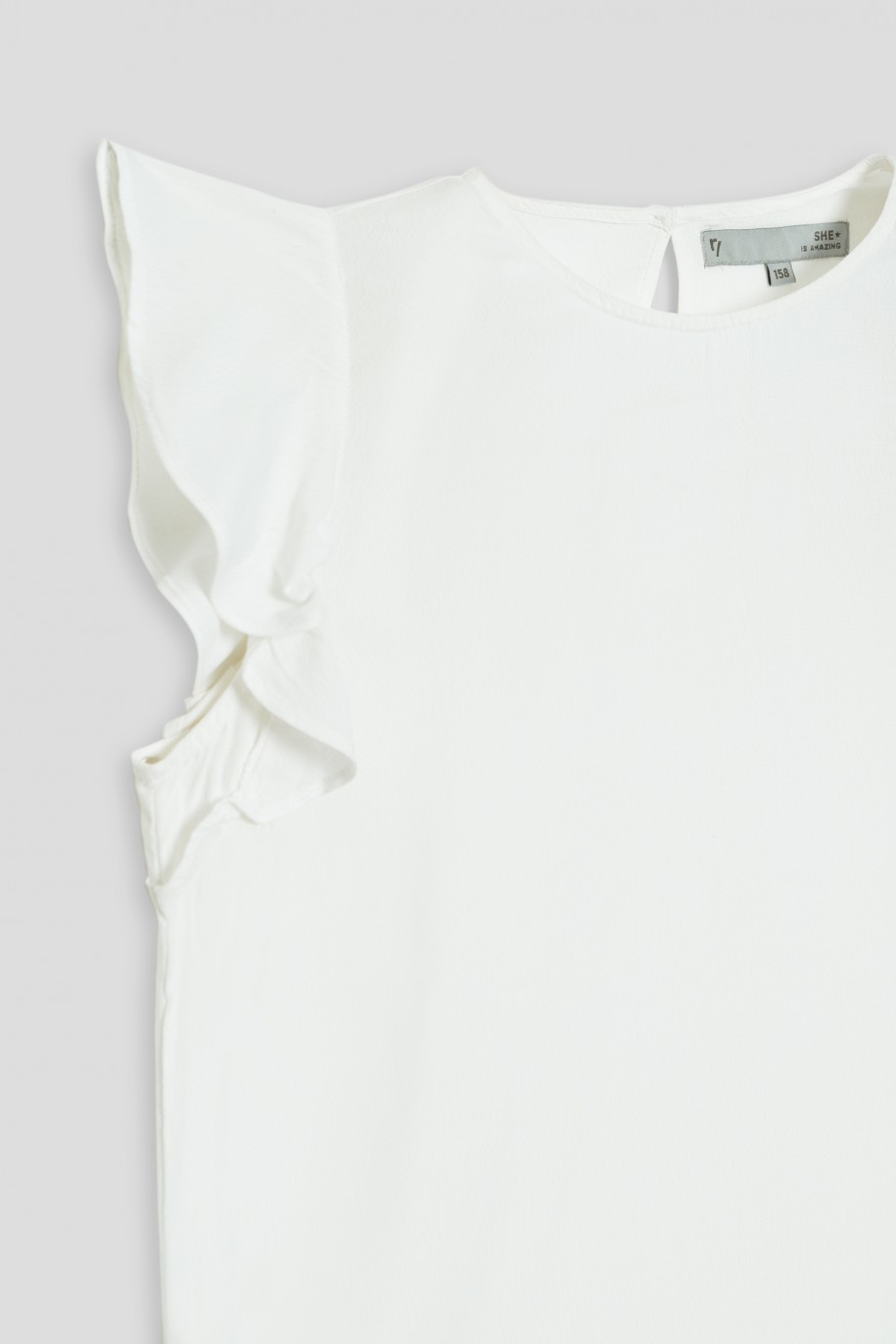 Biała bluzka z falbankami - 34801