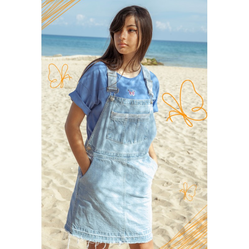 Jeansowa sukienka ogrodniczka na szelkach dla dziewczyny - 35089