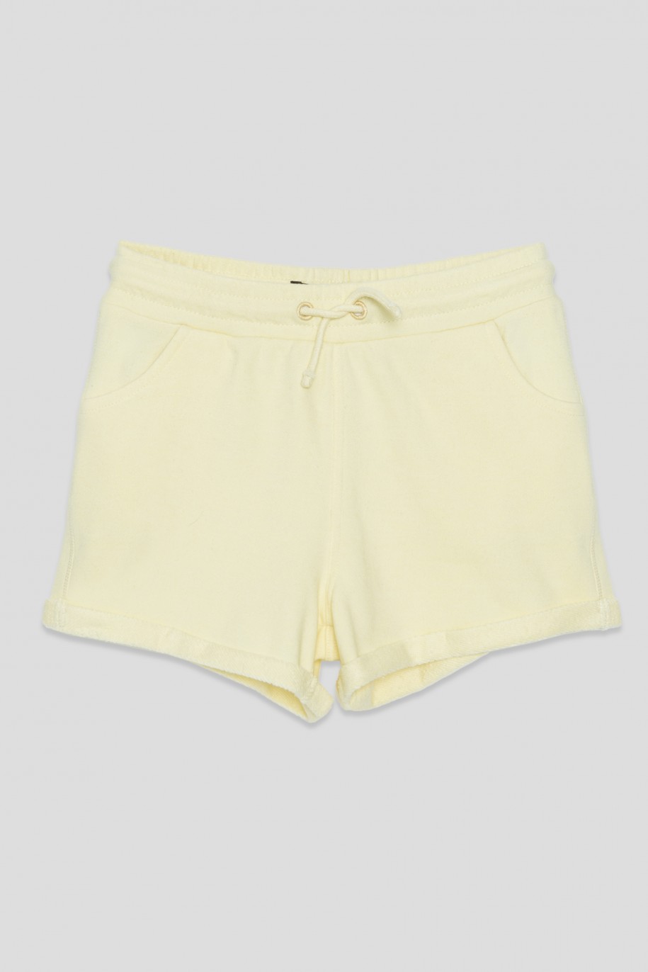 Żółte pastelowe krótkie dresowe spodenki - 35111