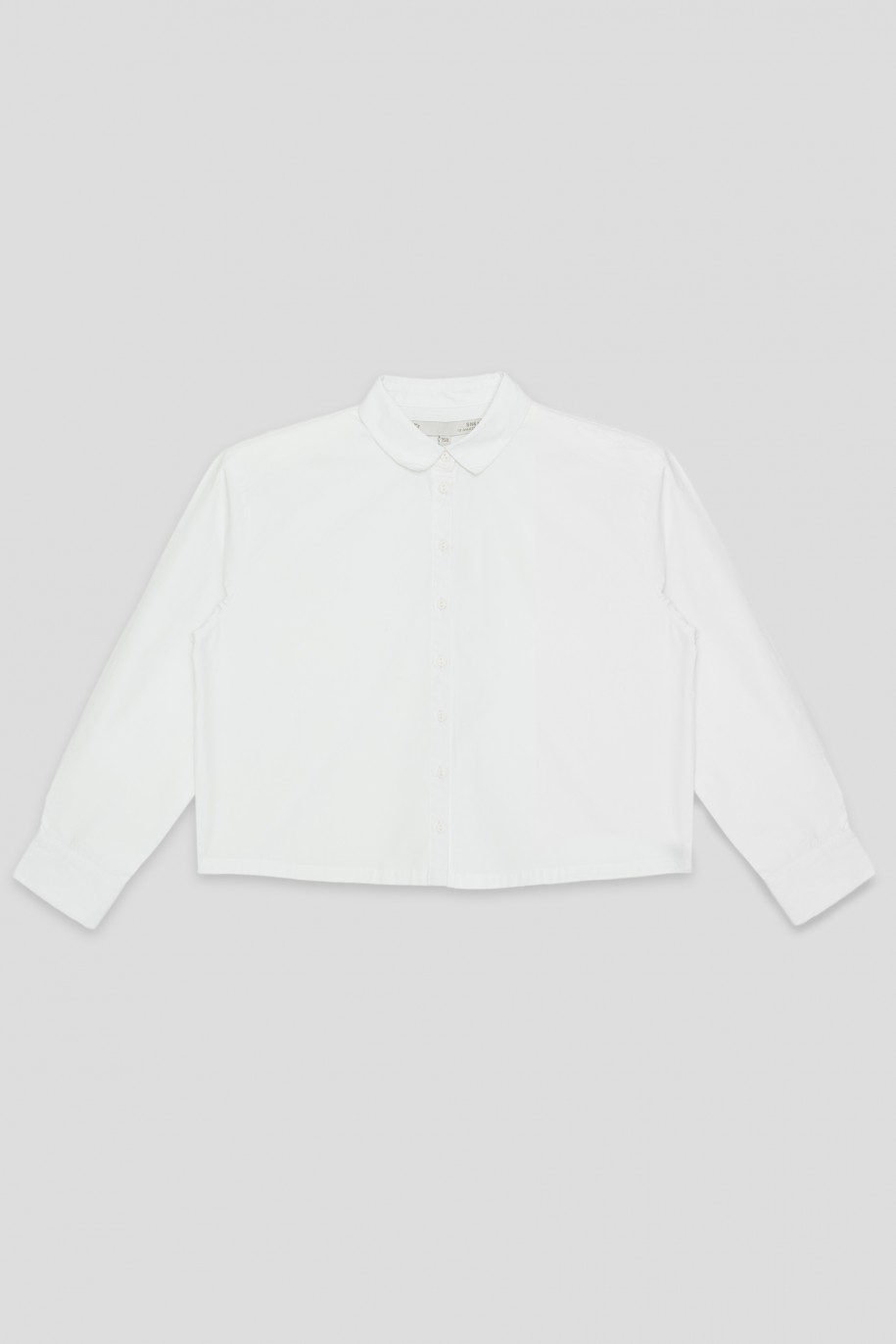Biała koszula z długim rękawem o kroju pudełkowym - 35399