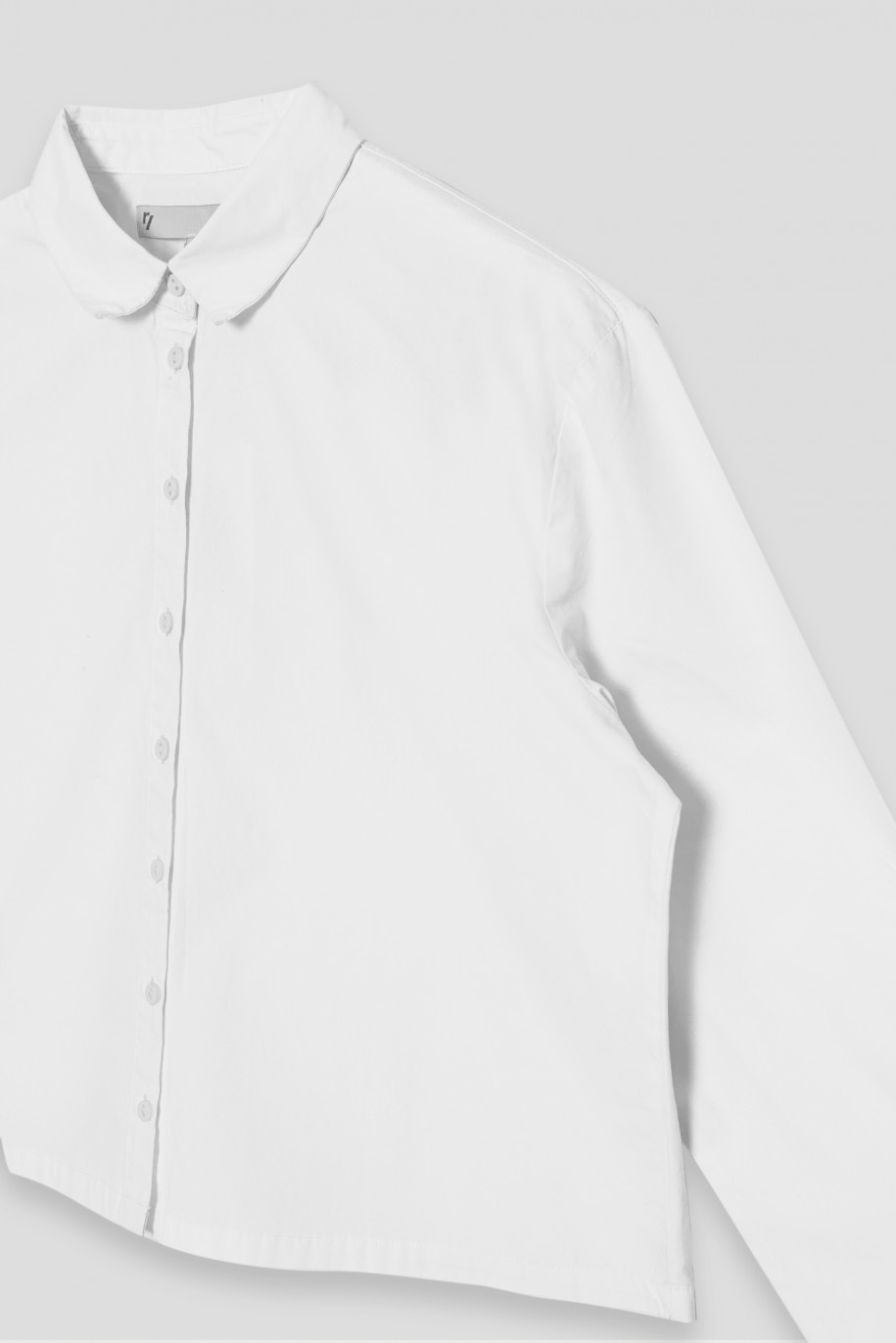 Biała koszula z długim rękawem o kroju pudełkowym - 35400