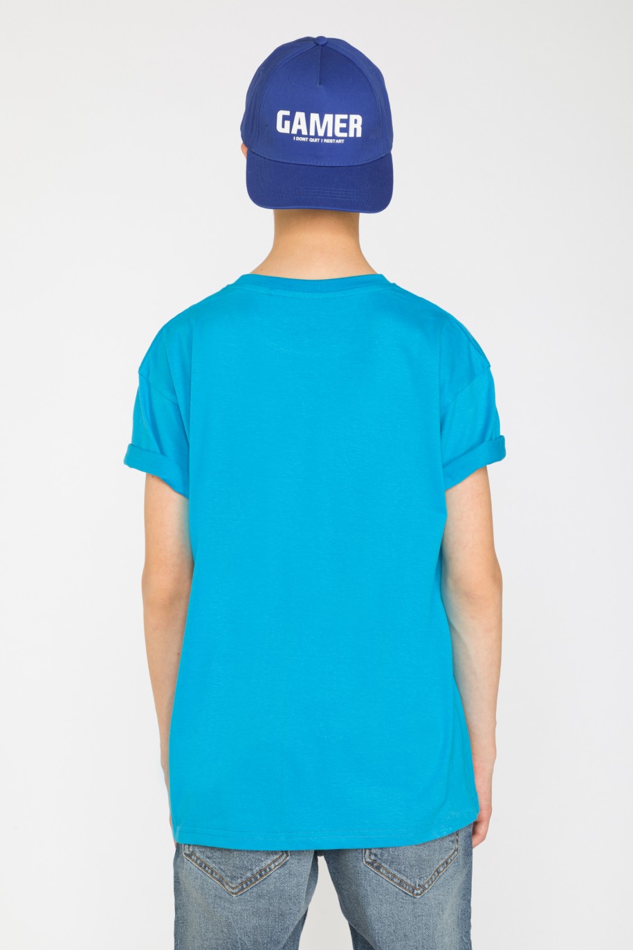Niebieski t-shirt z nadrukiem FUTURE - 35549