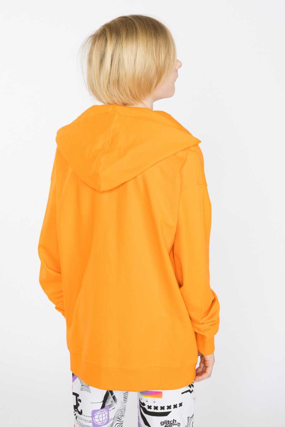 Pomarańczowa rozpinana bluza z kapturem - 35578