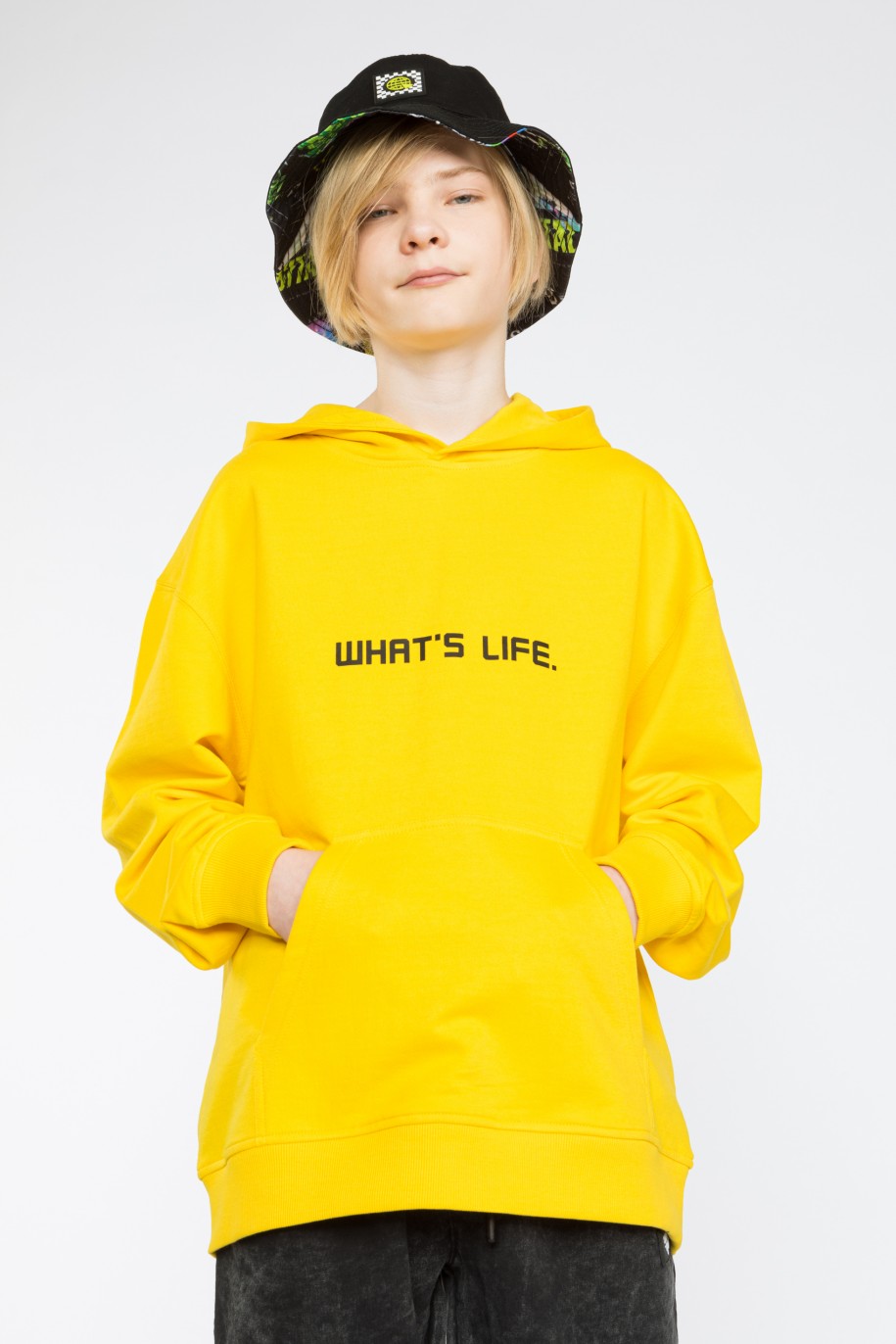 Żółta bluza dresowa z kapturem WHAT'S LIFE - 36001