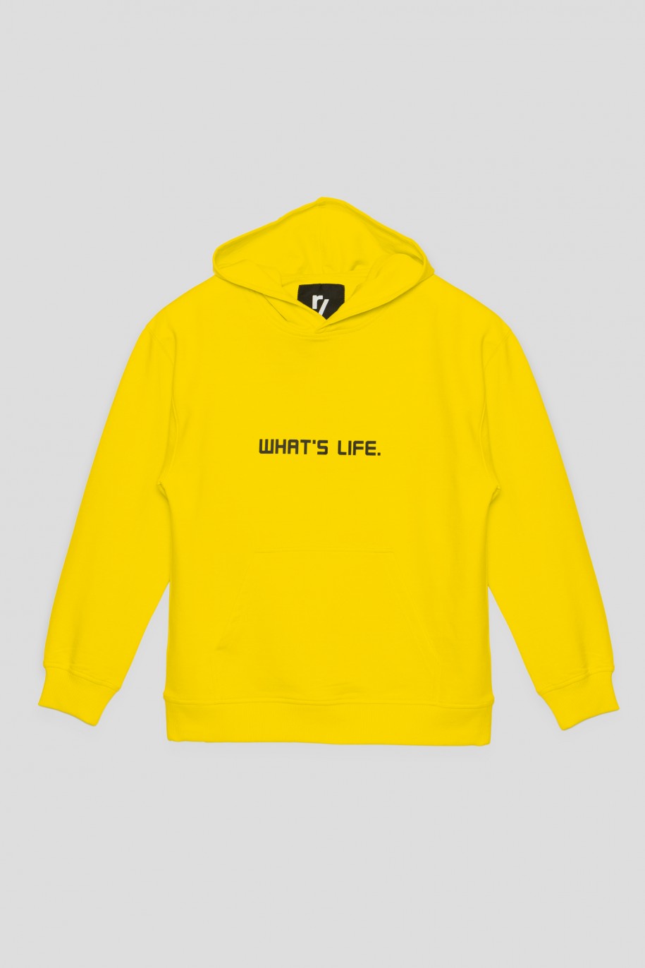 Żółta bluza dresowa z kapturem WHAT'S LIFE - 36003