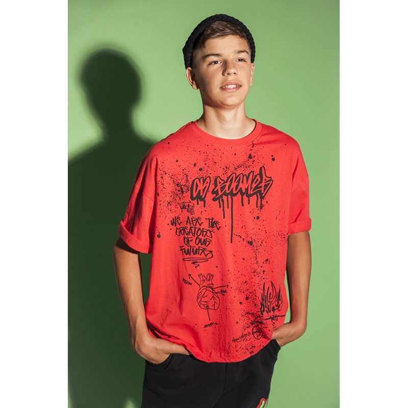 Czerwony t-shirt GRAFFITI - 36131