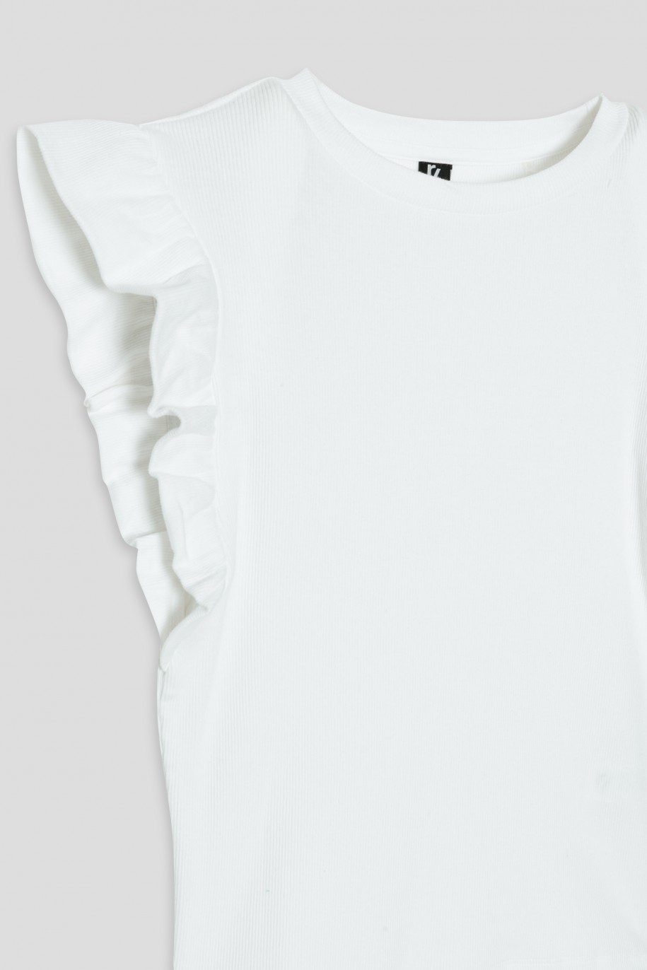 Biała bluzka z falbankami przy rękawach - 36195