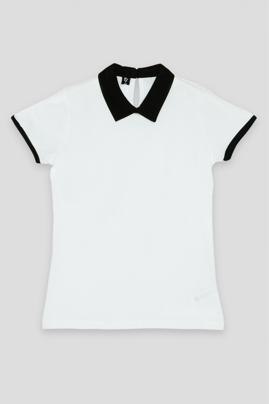 Biała bluzka z czarnymi lamówkami - 36196