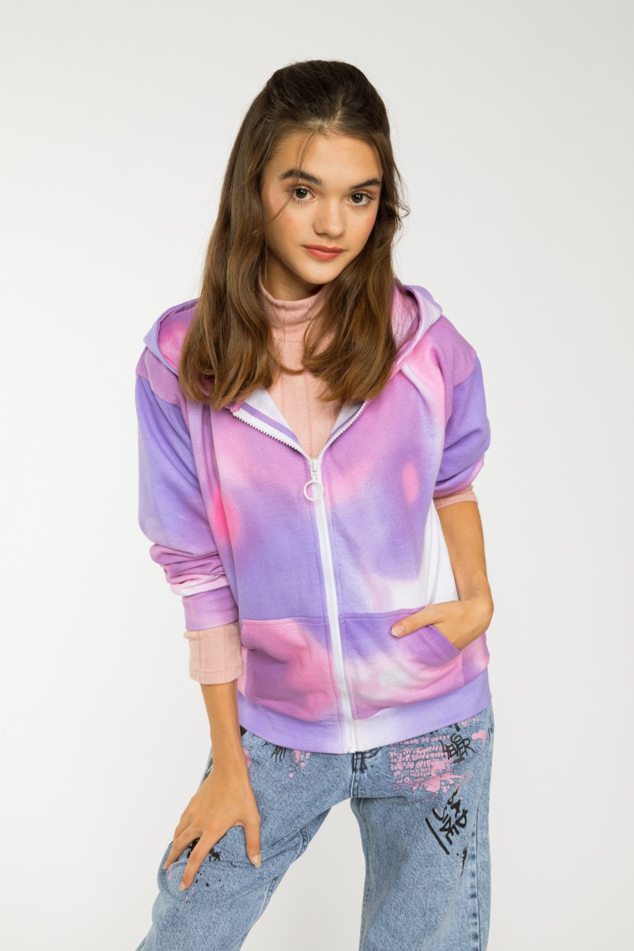 Różowa rozpinana bluza dresowa tie dye CANDY - 36472
