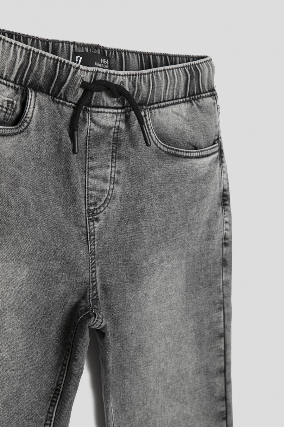 Szare marmurkowe jeansy typu jogger - 36479