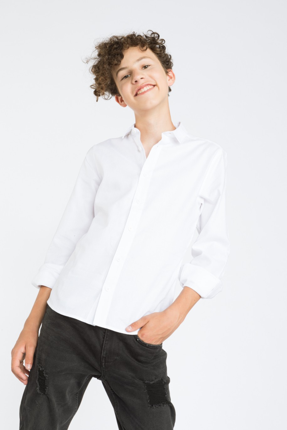 Biała elegancka klasyczna koszula z długim rękawem - 36538