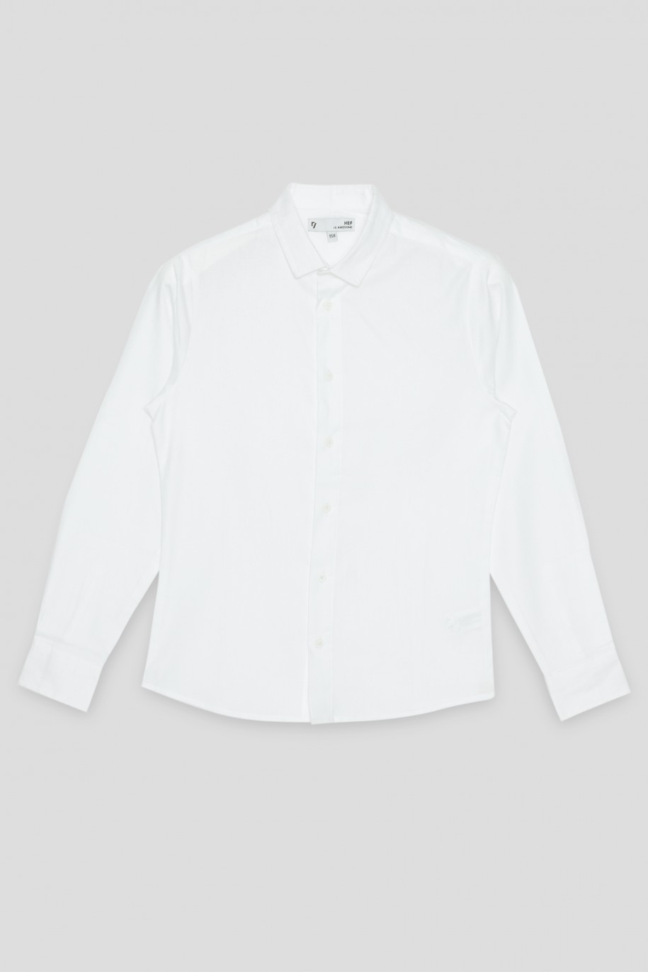 Biała elegancka klasyczna koszula z długim rękawem - 36539