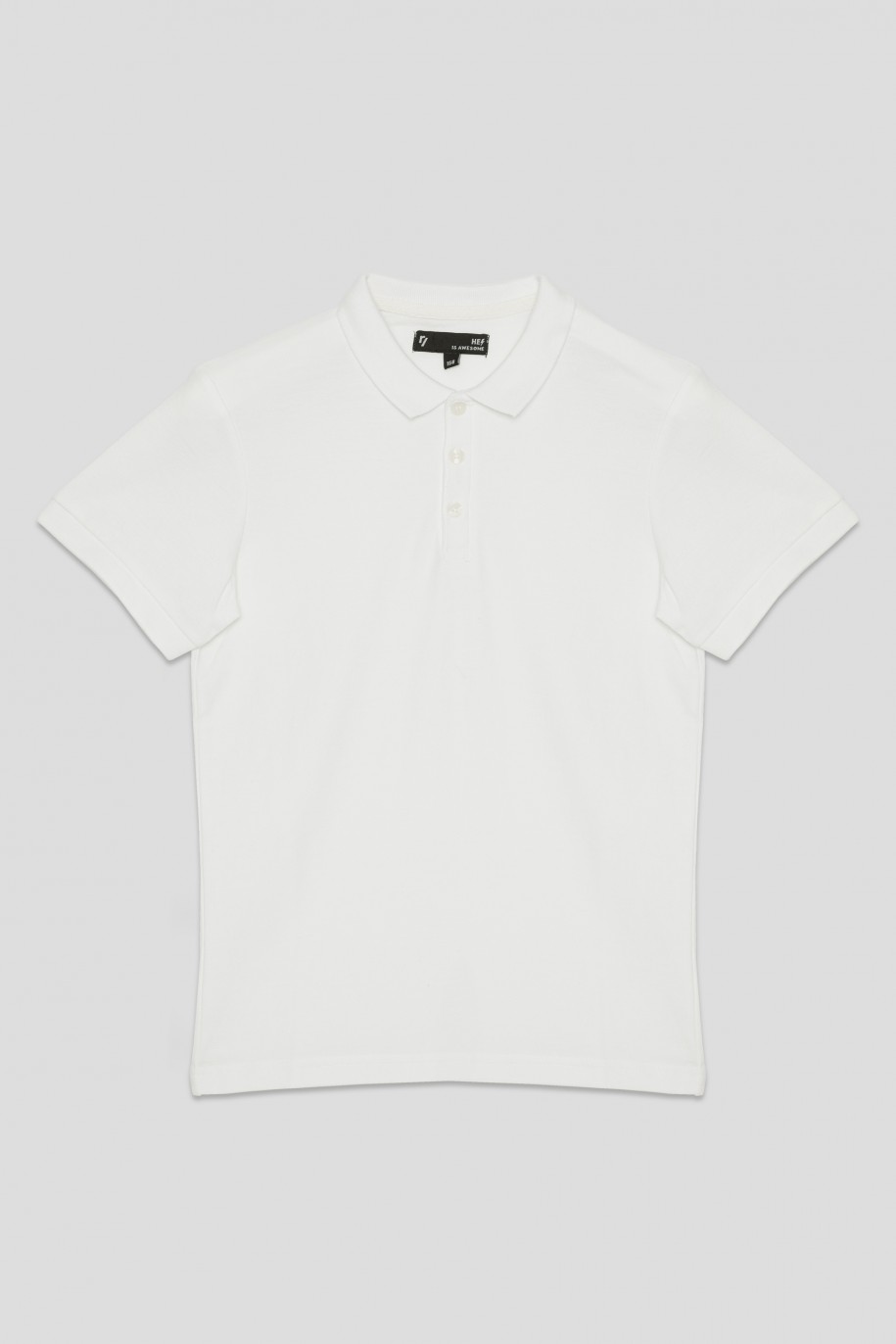 Biała gładka koszulka polo - 36629