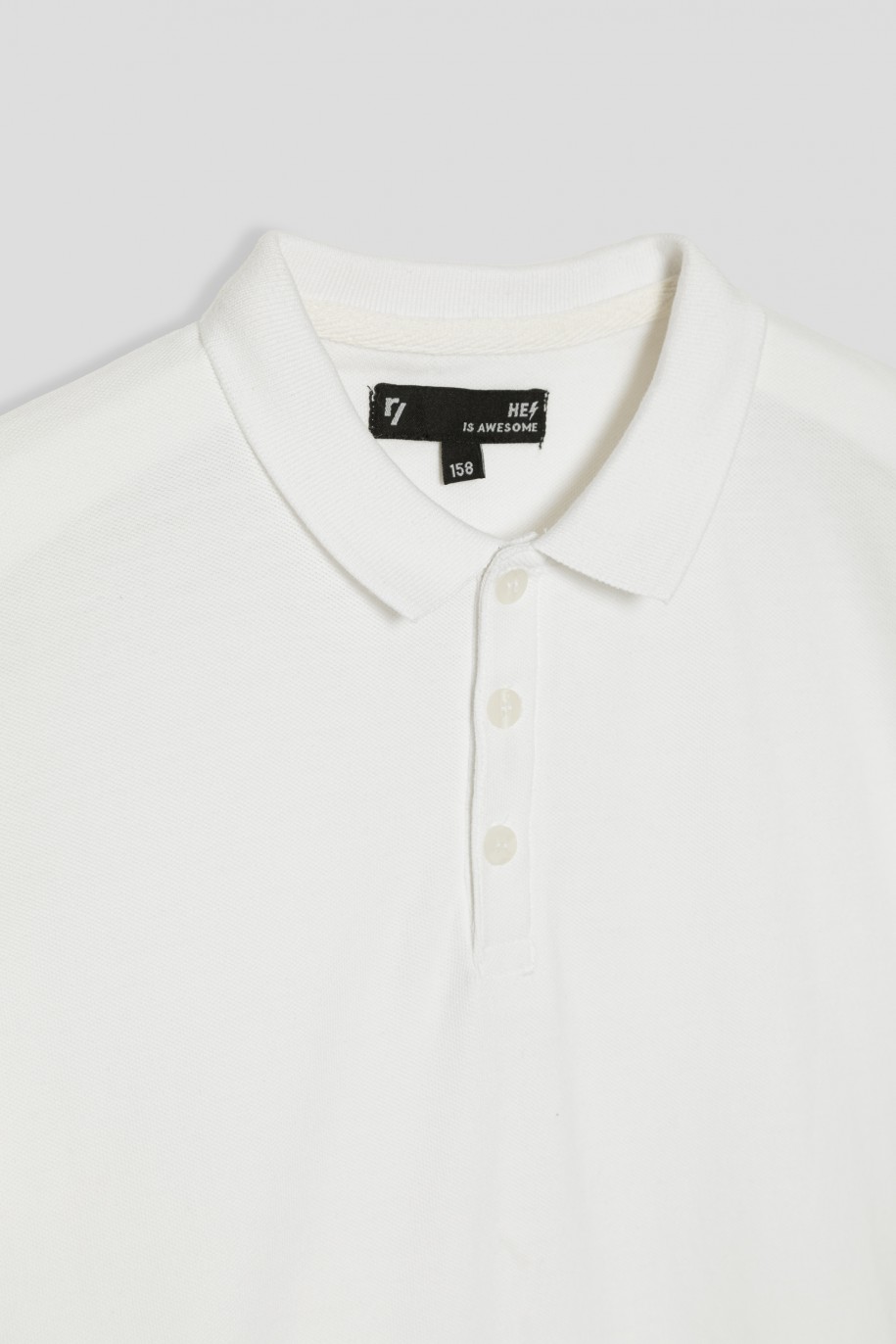 Biała gładka koszulka polo - 36630