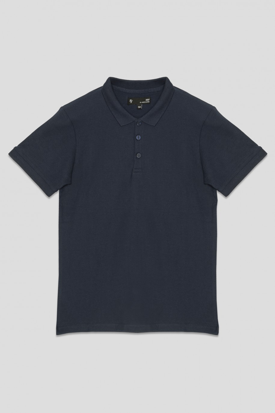 Granatowa gładka koszulka polo - 36631